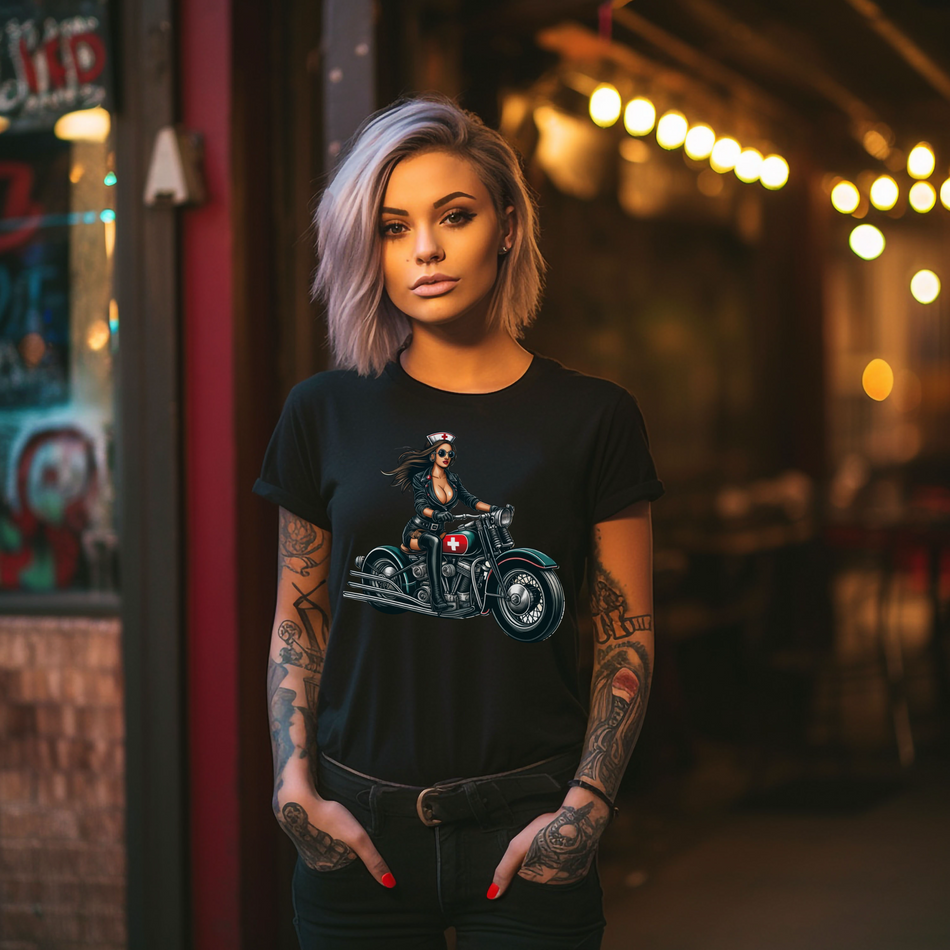 Fearless Nurse Biker - Unisex Soft-Style T-Shirt