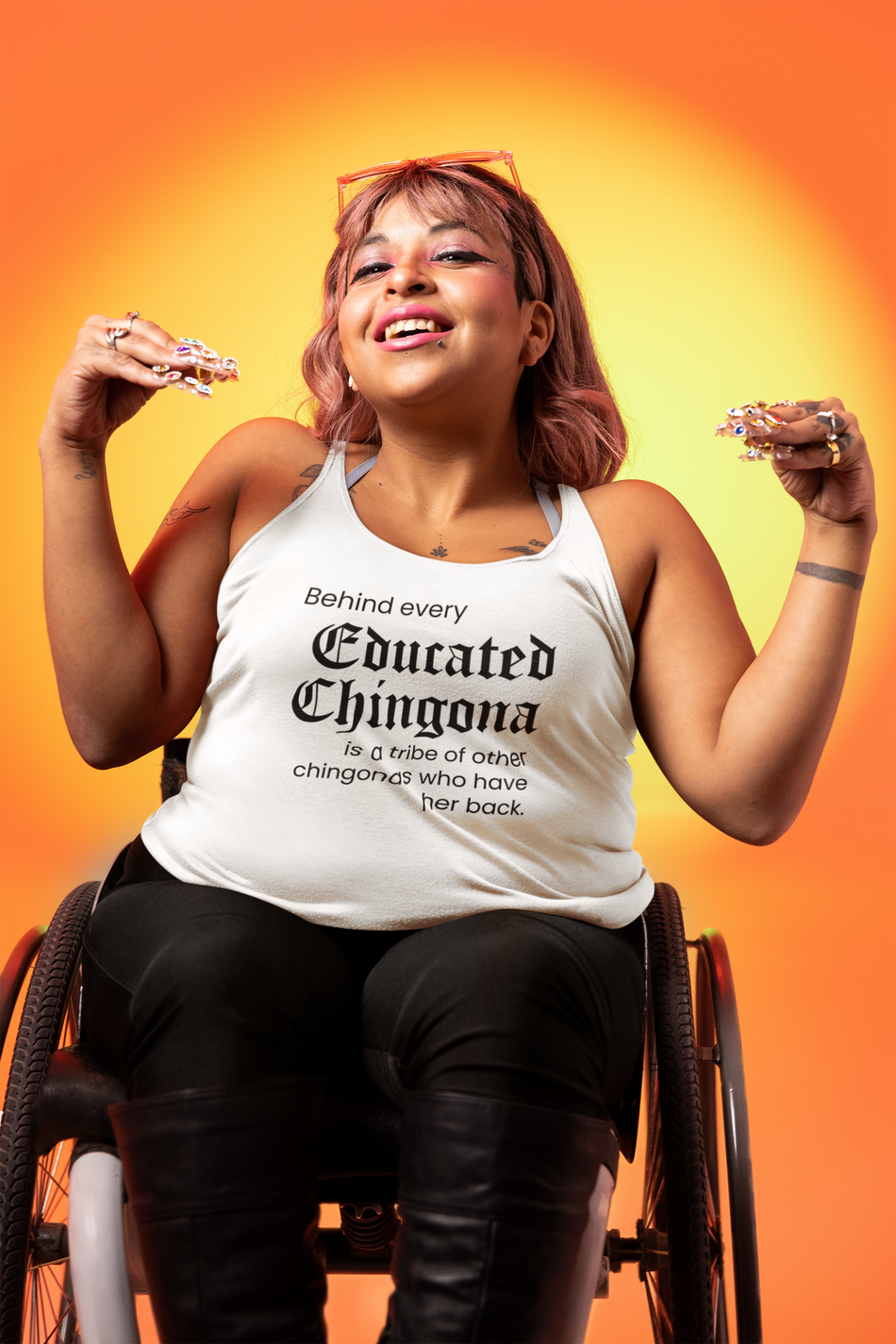 Elevate Your Style with the "Educated Chingona" Slim Fit Racerback Tank Top