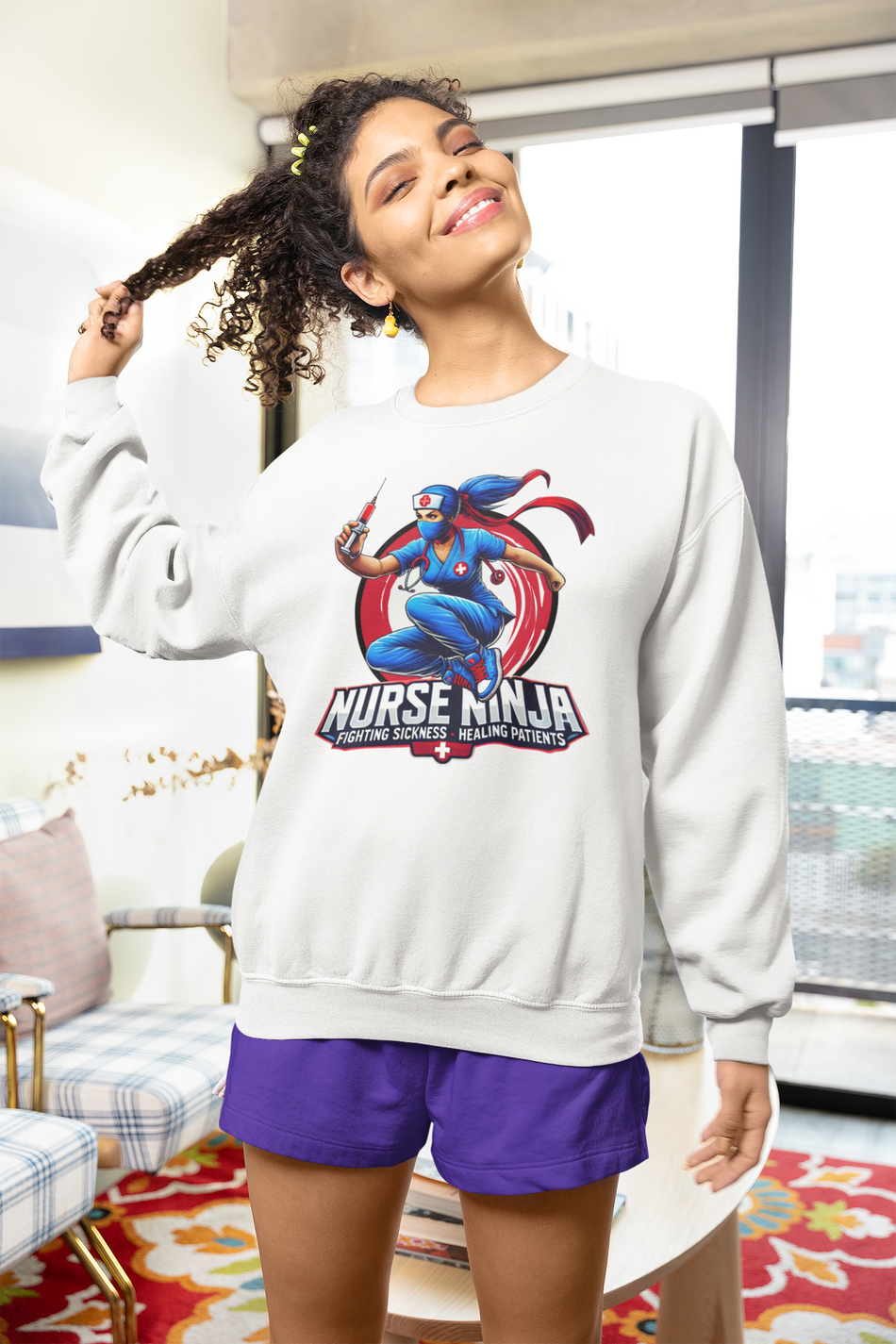 Nurse Ninja Unisex Heavy Blend Crewneck Sweatshirt - Perfect for Healthcare Heroes