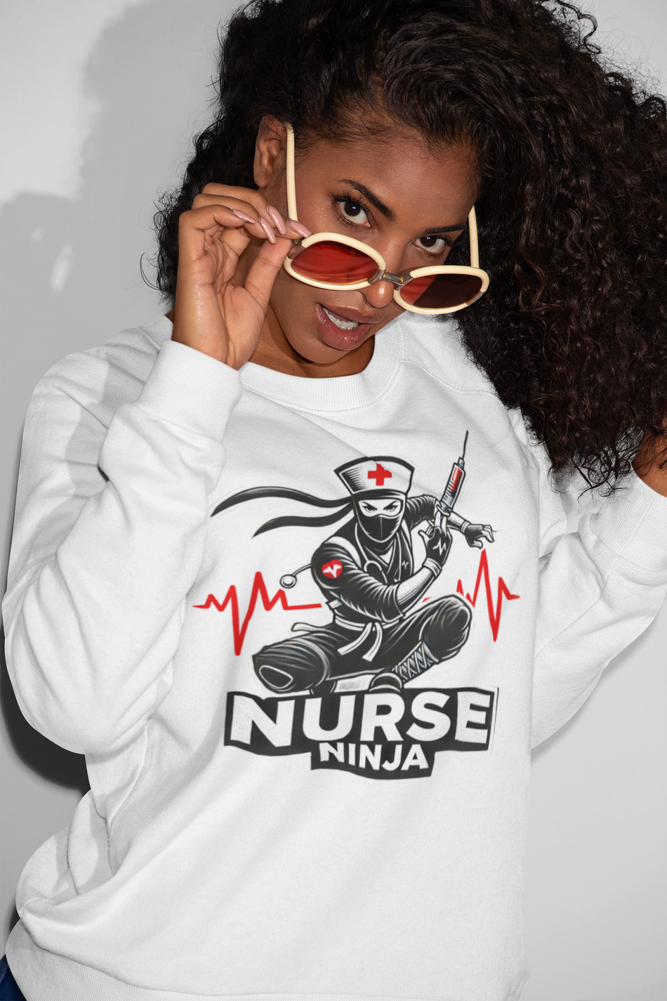 Nurse Ninja Unisex Heavy Blend Crewneck Sweatshirt - Perfect for Healthcare Heroes