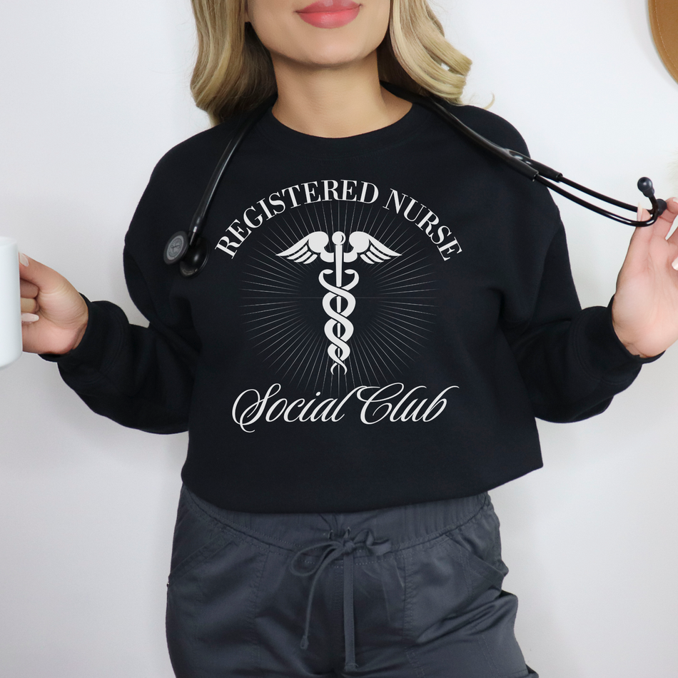 Cozy Comfort Meets Trendy Style Registered  Nurse Social Club Crewneck Sweatshirt