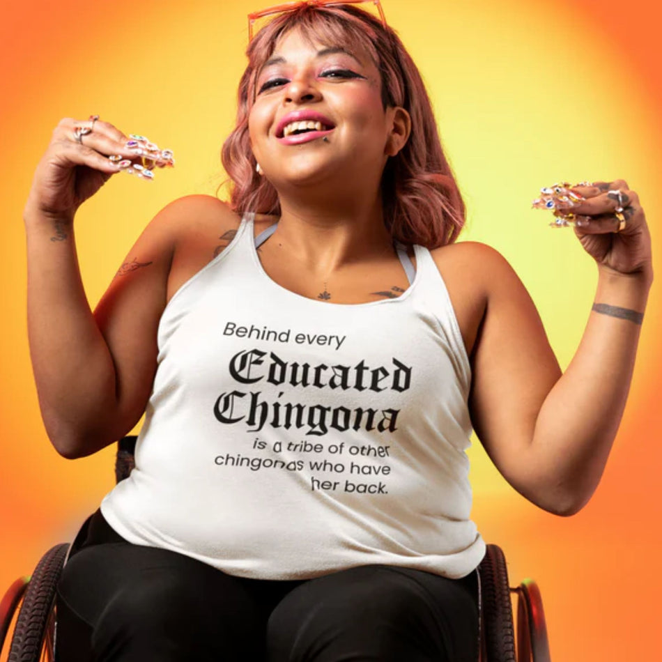 Elevate Your Style with the "Educated Chingona" Slim Fit Racerback Tank Top