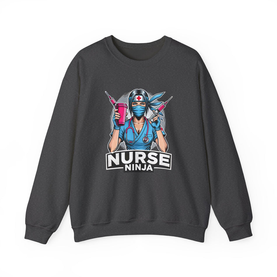 nurse ninja unisex heavy blend crewneck sweatshirt perfect for healthcare heroes 3