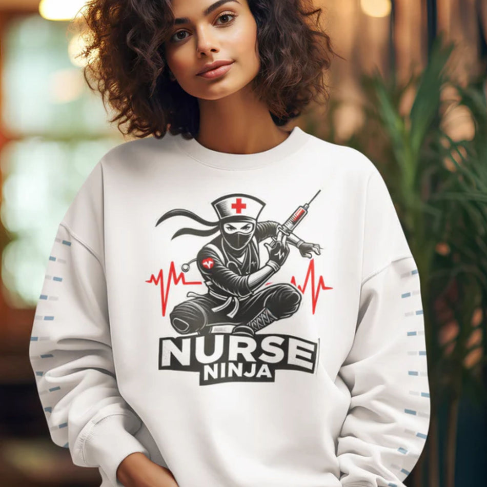 Nurse Ninja Unisex Heavy Blend Crewneck Sweatshirt - Perfect for Healthcare Heroes